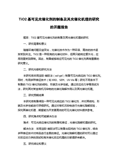 TiO2基可见光催化剂的制备及其光催化机理的研究的开题报告