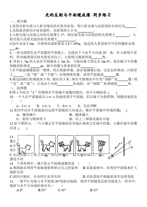 精品练习(附答案)《光的反射与平面镜成像同步练习》(新)人教版物理八年级上册