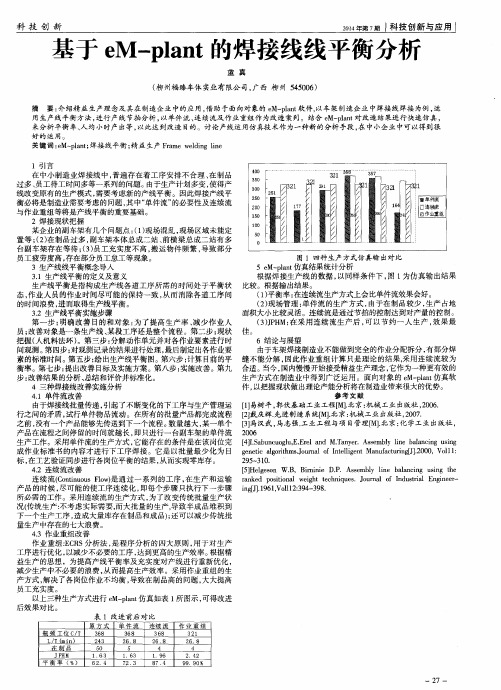 基于eM-plant的焊接线线平衡分析