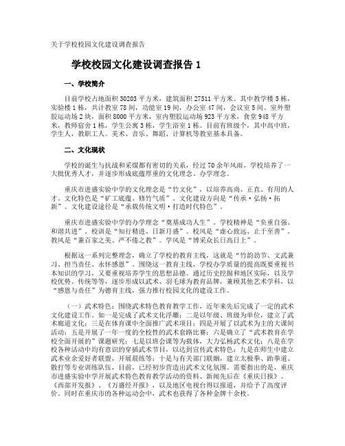 学校校园文化建设调查报告