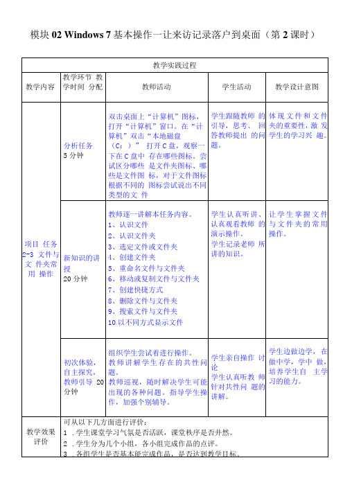 中职 做中学 学中做-办公自动化案例教程模块02教案(第2课时)电子教案 高教版