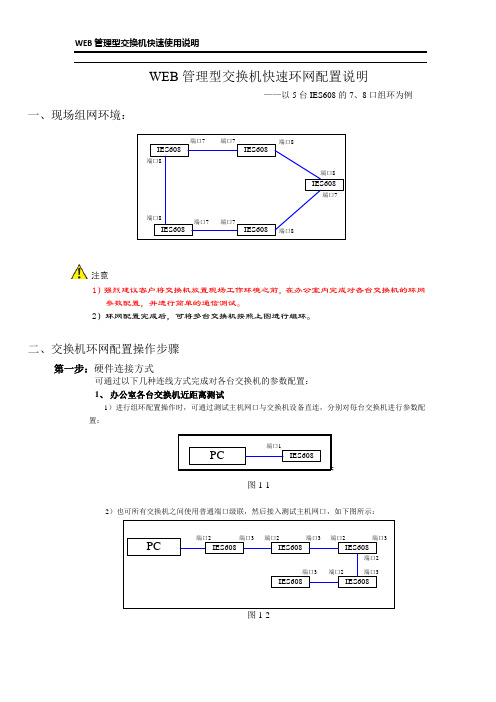 WEB管理型交换机快速环网配置说明