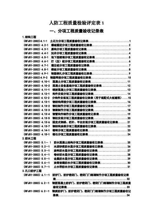 人防工程质量检验评定表1