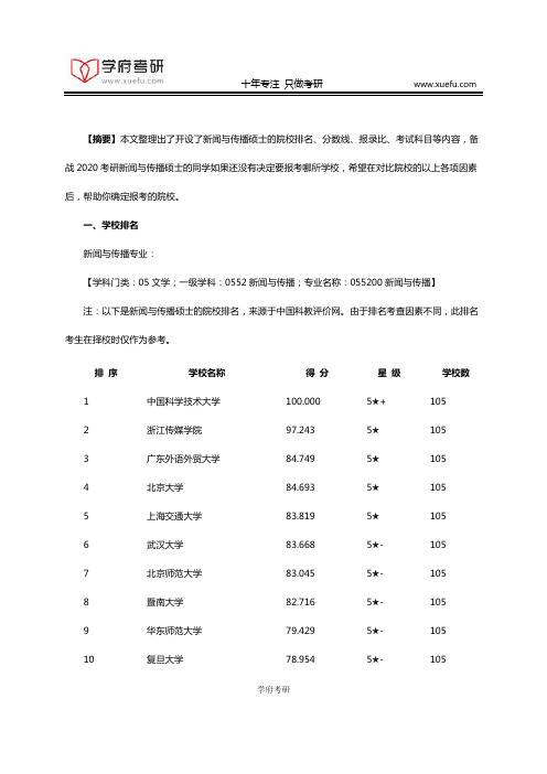 2020考研：新闻与传播的院校选择