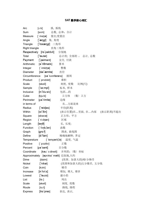 SAT数学核心词汇..