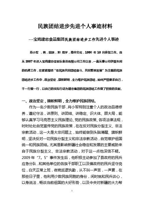 民族团结进步先进个人事迹材料(3)