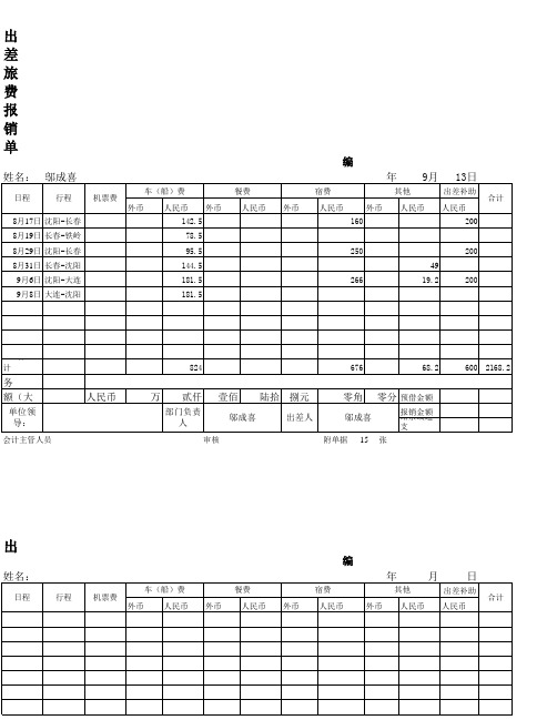 出差报销单