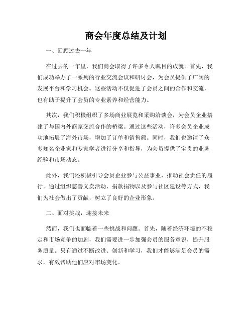 商会年度总结及计划