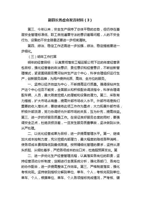 副县长务虚会发言材料（3）