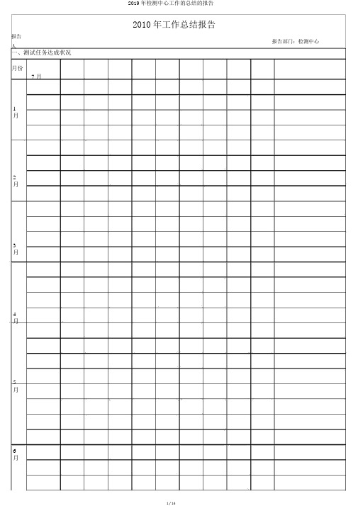 2019年检测中心工作的总结的报告