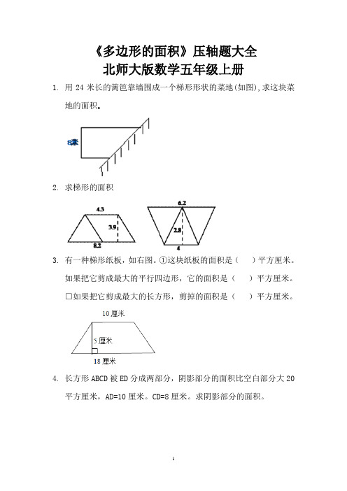 《多边形的面积》压轴题大全  北师大版数学五年级上册 (7)