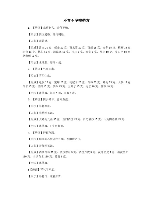 不育不孕症药方