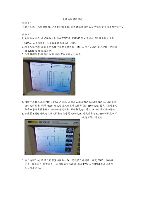 光纤通信实验报告全