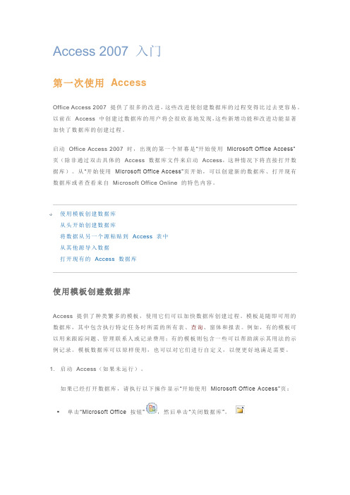 Access 2007 入门