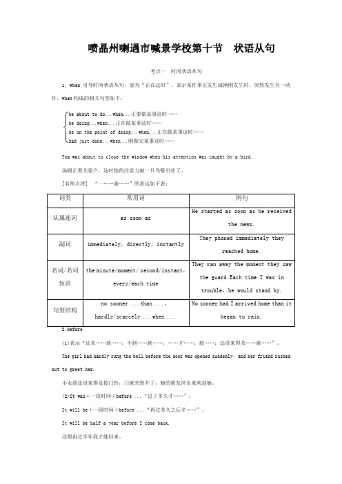 喇遇市喊景学校高考总动员高考英语 语法专项突破 第十节 状语从句针对训练高三全册英语试题