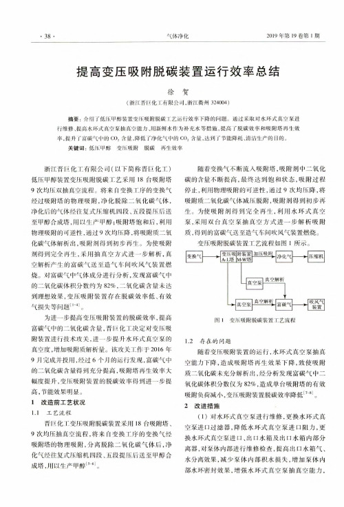 提高变压吸附脱碳装置运行效率总结