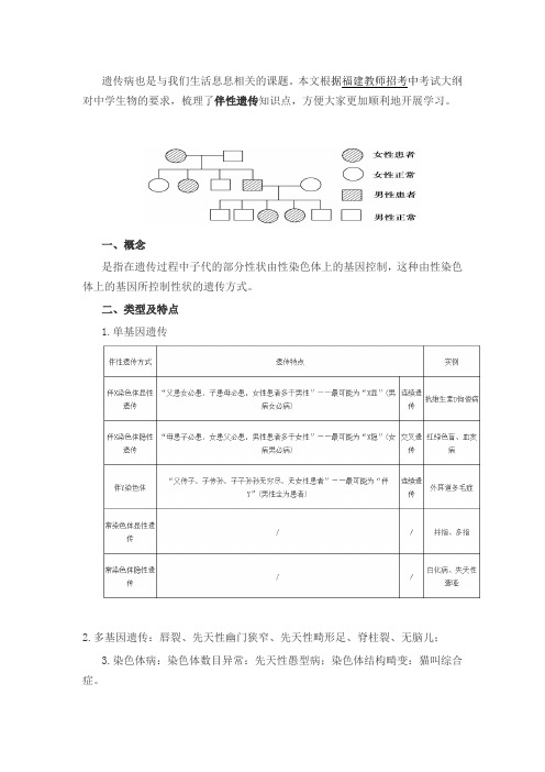 福建教师招聘考试中学生物知识点《伴性遗传》