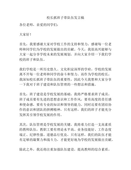 校长抓班子带队伍发言稿