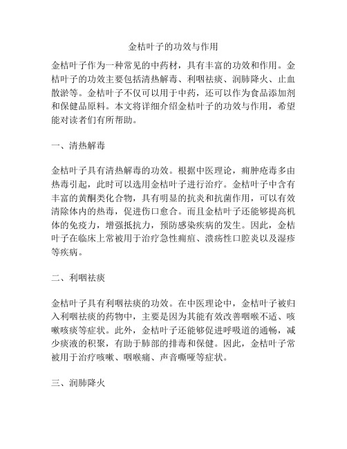 金桔叶子的功效与作用