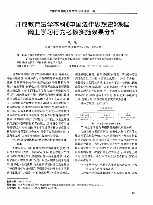 开放教育法学本科《中国法律思想史》课程网上学习行为考核实施效果分析