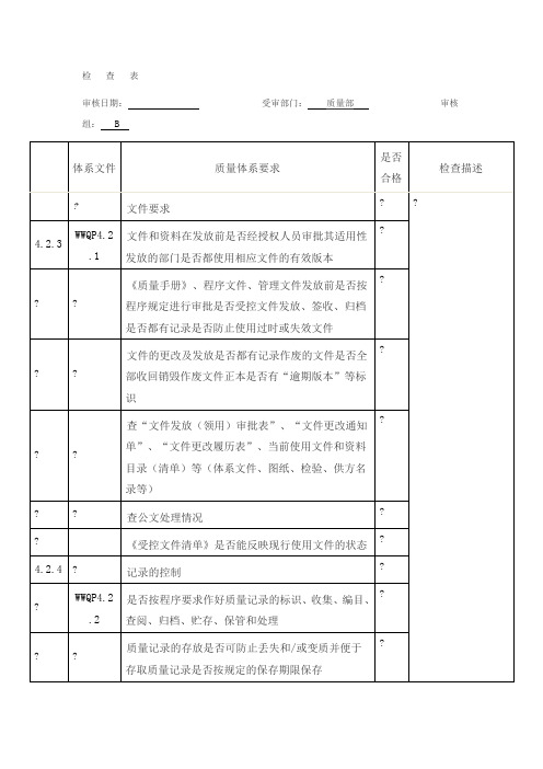 制造公司内审检查表