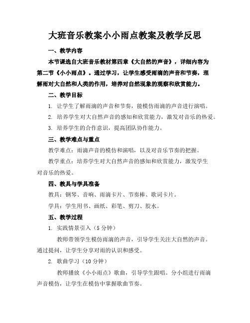 大班音乐教案小小雨点教案及教学反思