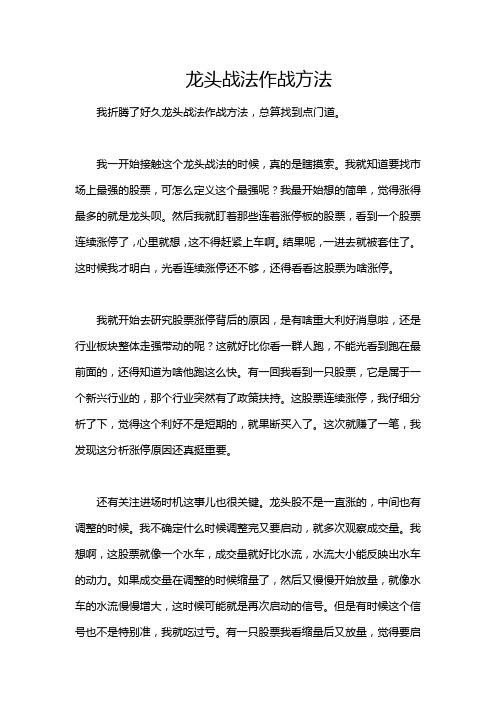 龙头战法作战方法