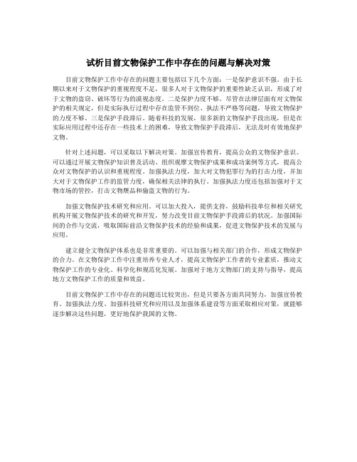 试析目前文物保护工作中存在的问题与解决对策