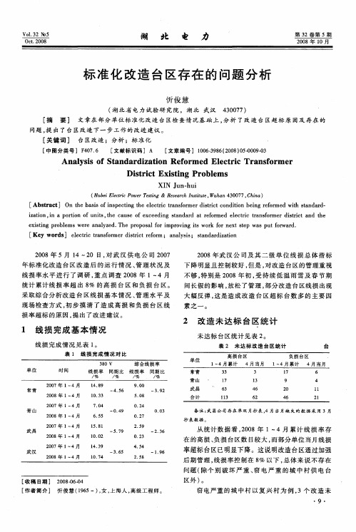 标准化改造台区存在的问题分析