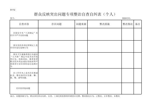 自查自纠表个人