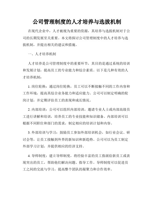 公司管理制度的人才培养与选拔机制