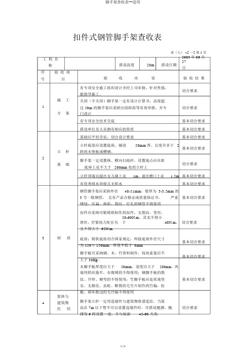 脚手架验收表--实用