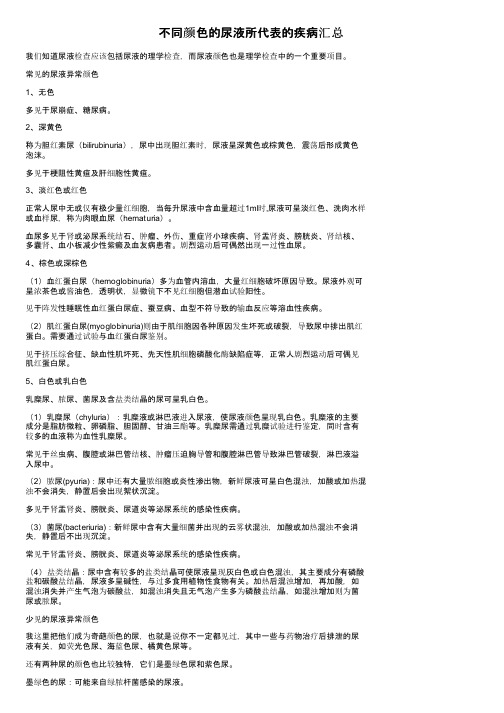 不同颜色的尿液所代表的疾病汇总