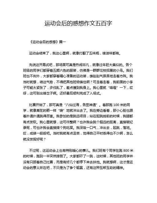 运动会后的感想作文五百字