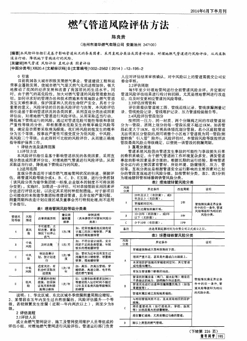 燃气管道风险评估方法