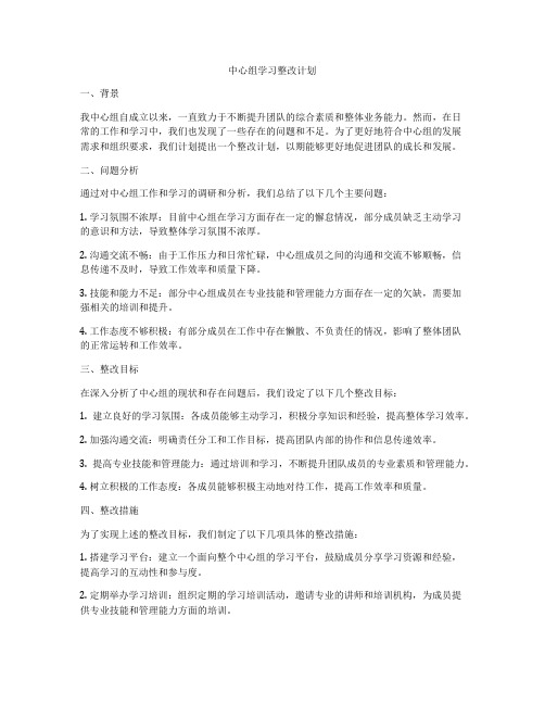 中心组学习整改计划