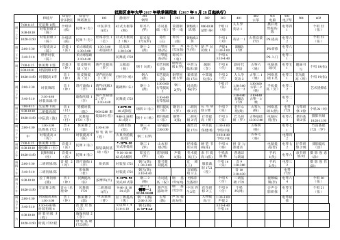 武汉市汉阳区老年大学2017年秋季课程表