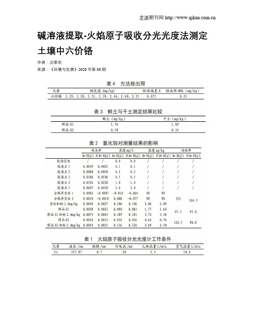 碱溶液提取-火焰原子吸收分光光度法测定土壤中六价铬