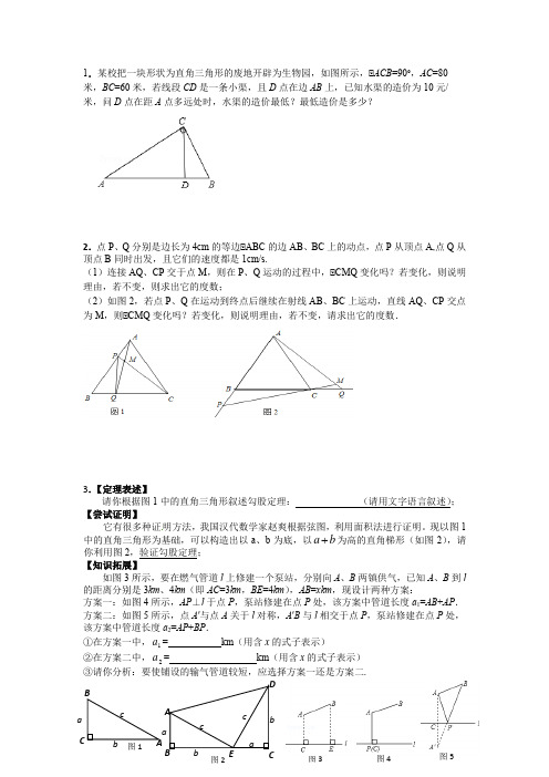 苏教版八年级数学上期中复习(2016-2017)(大题)