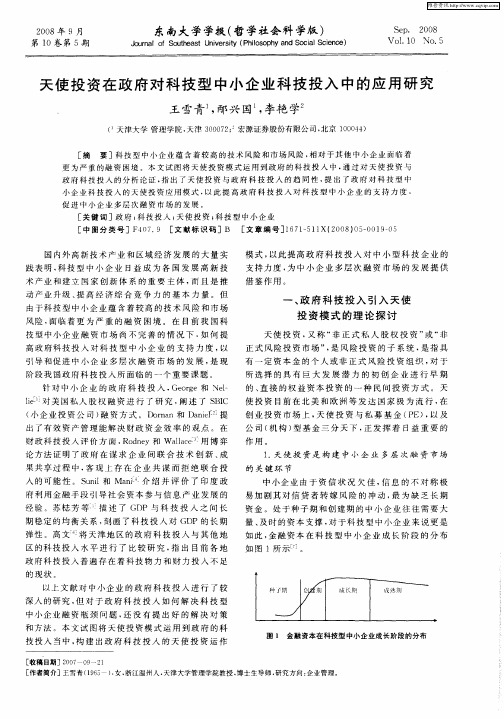 天使投资在政府对科技型中小企业科技投入中的应用研究