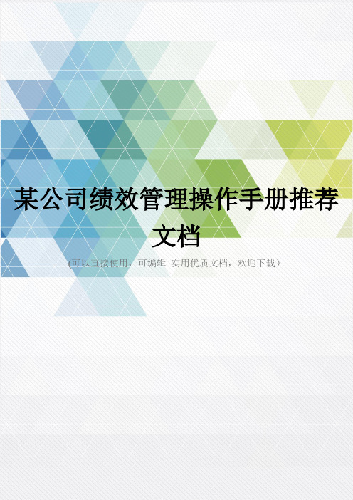 某公司绩效管理操作手册推荐文档
