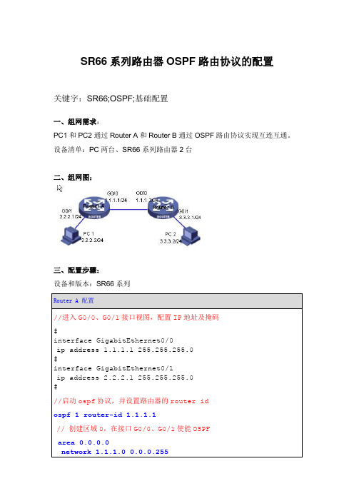 SR66系列路由器OSPF路由协议的配置