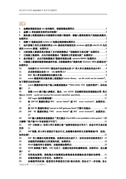 鼎信诺审计软件2013-2014年度常见问题解答