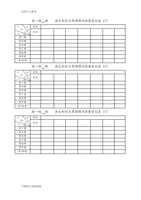 学生背诵检查记录表