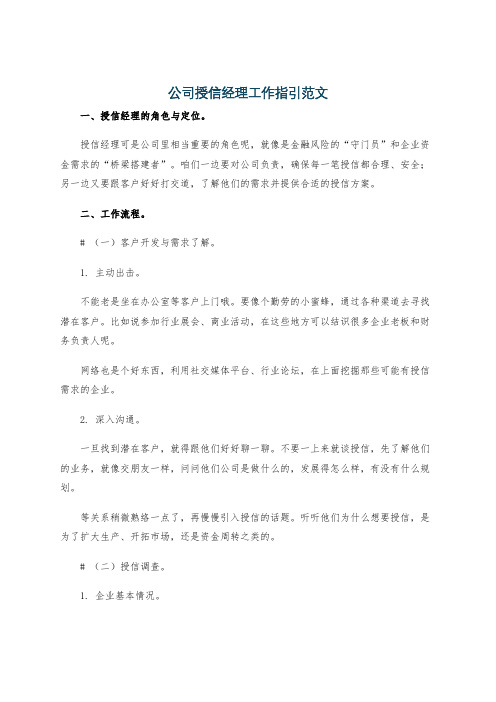 公司授信经理工作指引范文