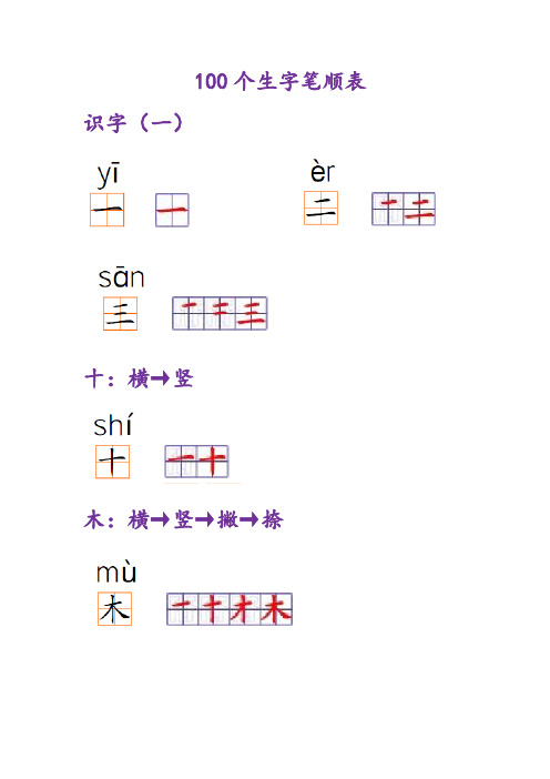 一百个生字笔画笔顺整理(打印版)