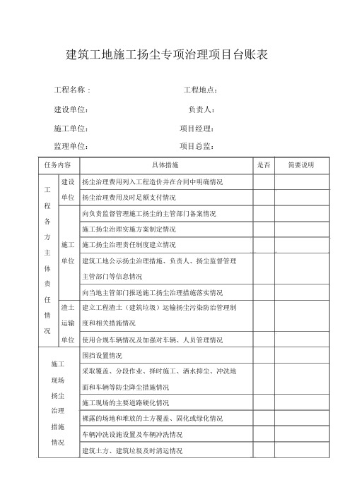 扬尘治理台账表.doc