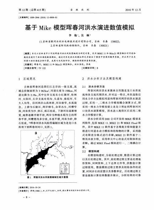 基于Mike模型珲春河洪水演进数值模拟