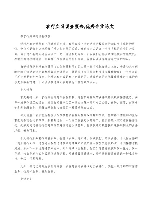 农行实习调查报告,优秀专业论文