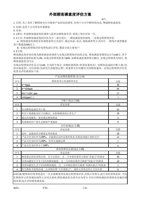 外部顾客满意度评估方案